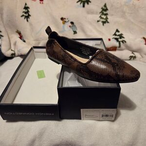 French Connection Brown Snake-Print Slip-On Loafers